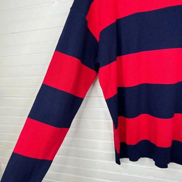 Edikted Women's Logan Light Knit Striped Pullover Sweater Blue and Red Size M/L - Picture 6 of 13